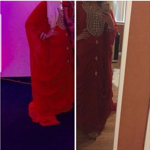 Red kaftan dress